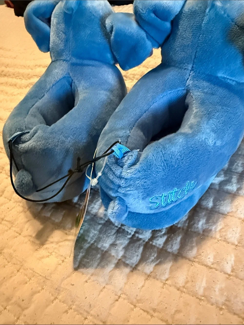 Disney Blue Stitch Plush Slip-On Slippers